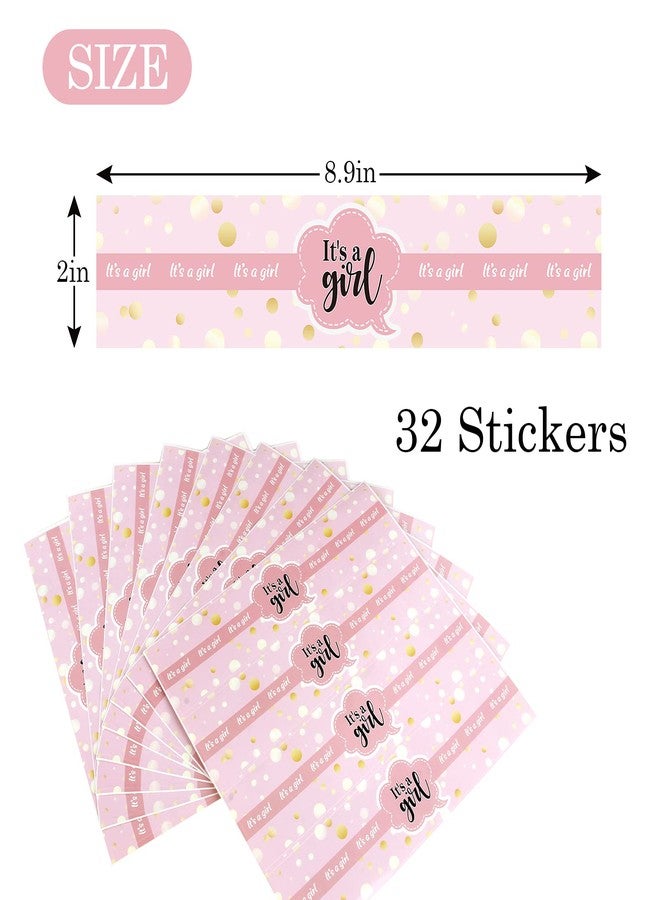 MonMon & Craft Pink It's A Girl Water Bottle Stickers/Gender Reveal Bottle Wrappers/Baby Shower Girl's Birthday Party Water Labels Supplies (Set of 32) - Image 2